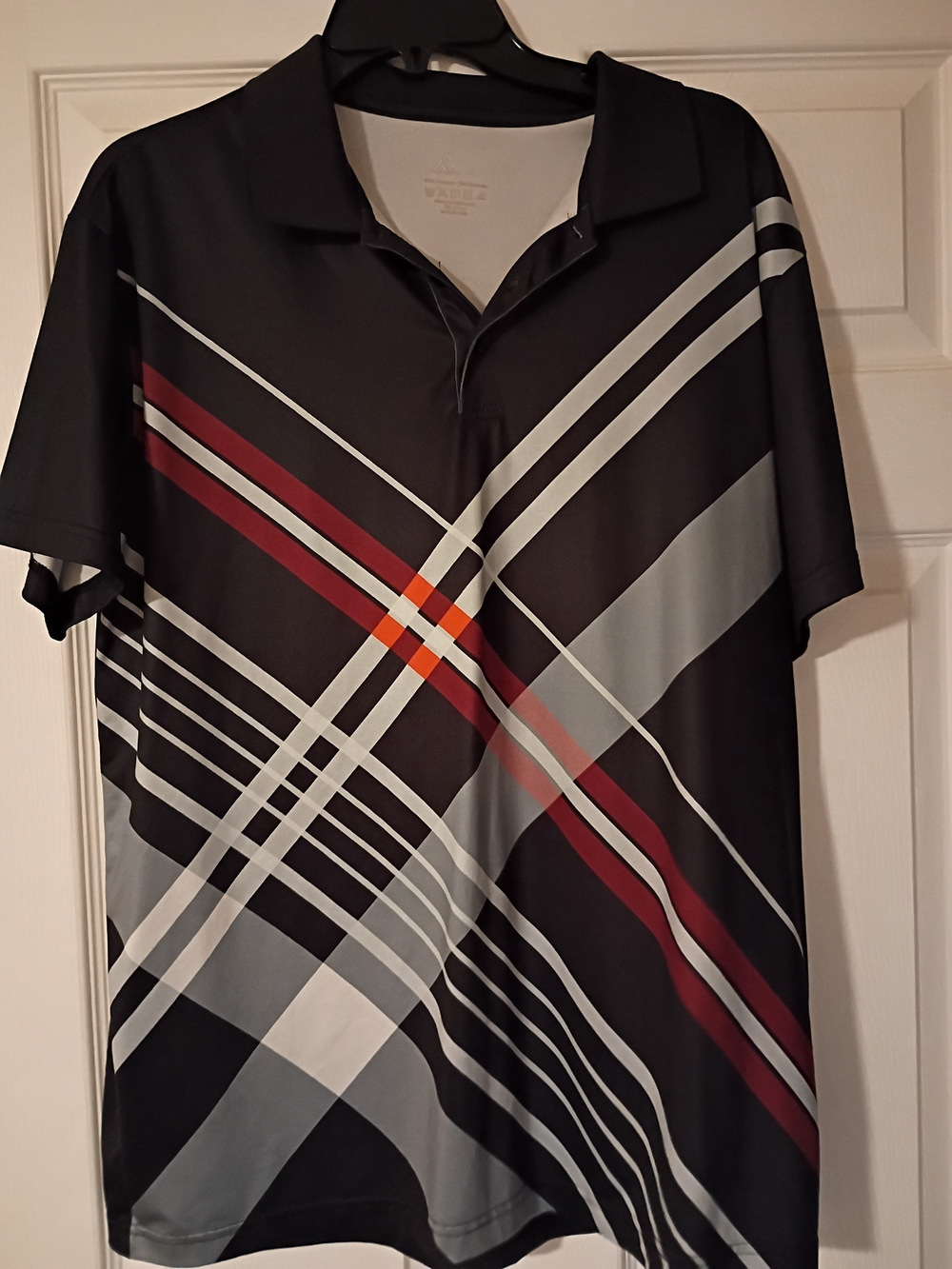 Men's Black Plaid Short-Sleeve Polo Shirt